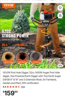 VEVOR 52CC Gas Powered Post Hole Digger