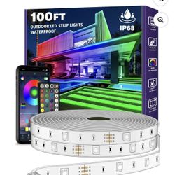 100ft Outdoor LED Strip Lights Waterproof, IP68 Outside Led Light Strips Waterproof with Bluetooth Remote Control, Music Sync RGB Exterior Led Rope Li