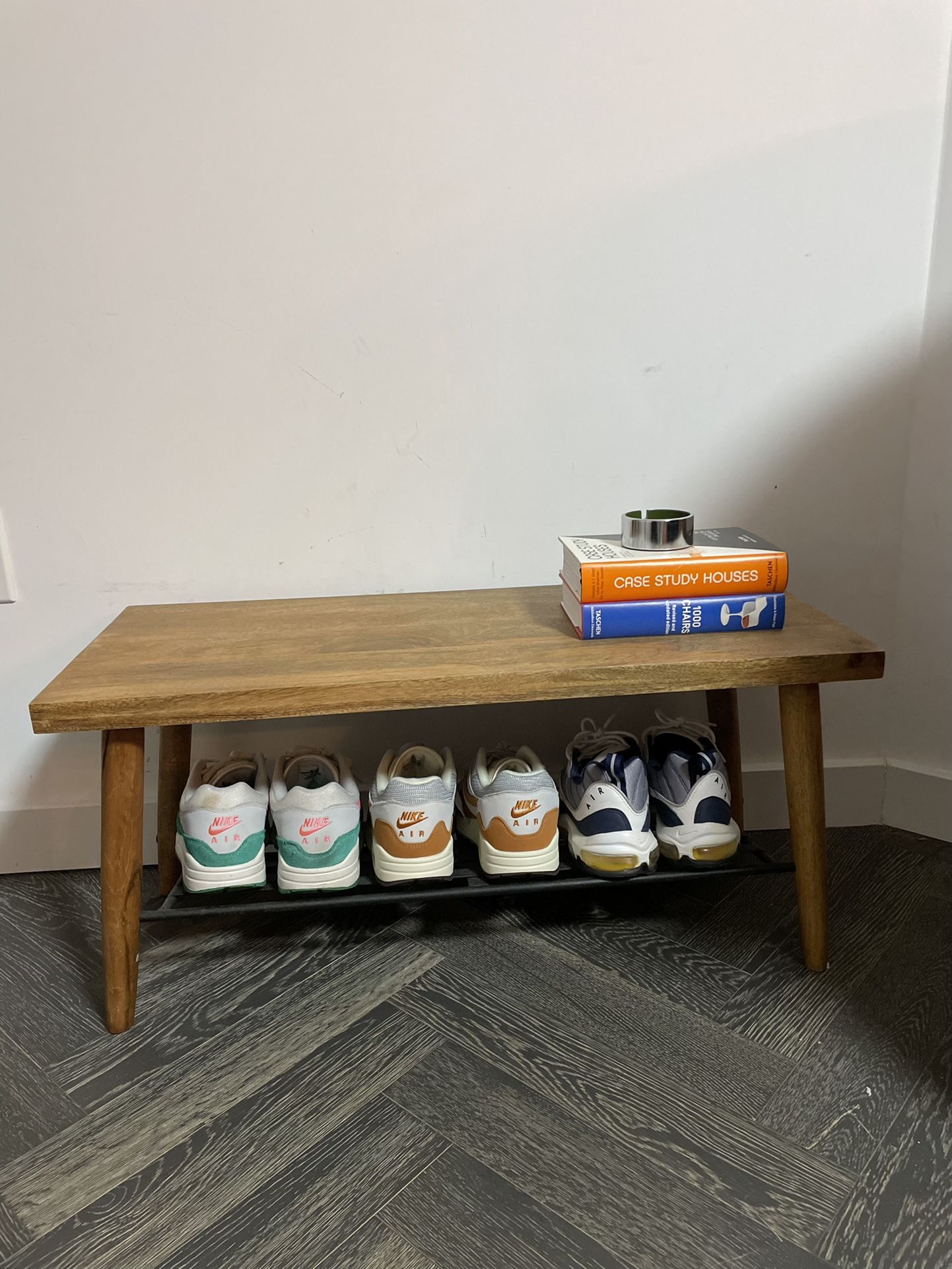 Lucy Mango Wood Shoe Rack with Bench