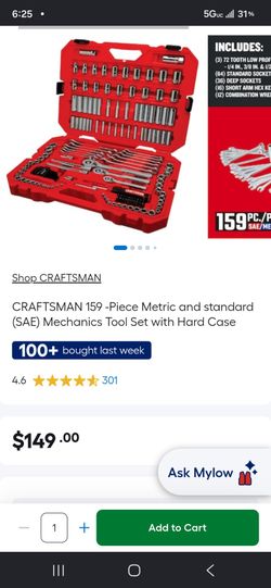 CRAFTSMAN 159 -Piece Metric and standard (SAE) Mechanics Tool Set with Hard Case