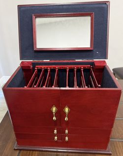 Lori Greiner 4 Tier For Your Ease Only Jewelry Organizer Box Mirror Lined Cherry