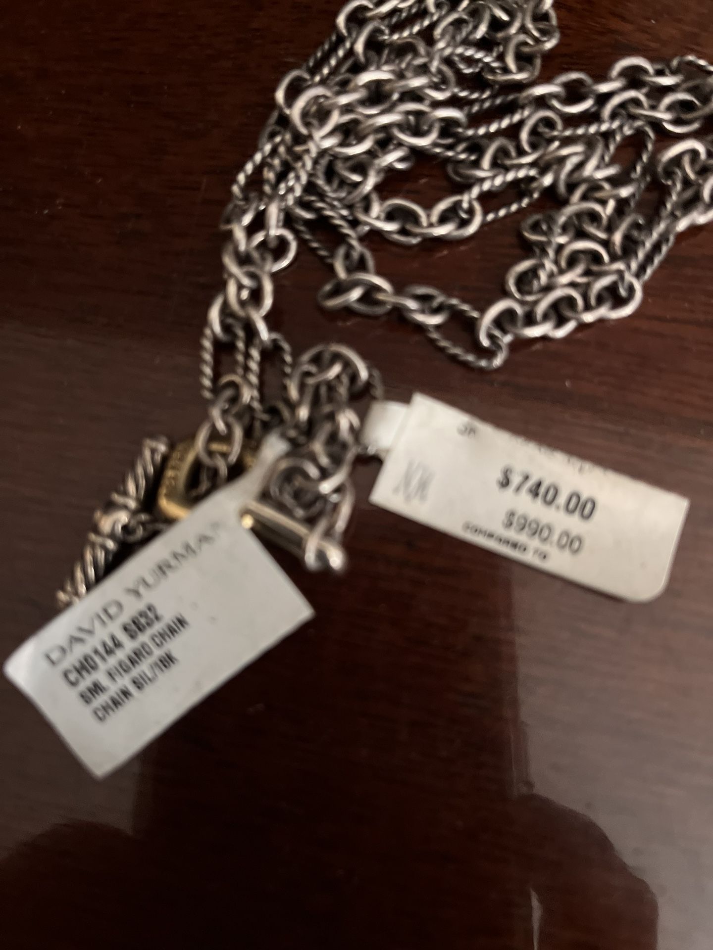 David Yurman 18k Toggle And Sterling Necklace