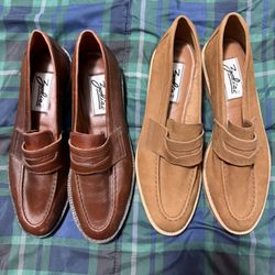brown leather loafers with tan suede loafers #loafers #shoes size 7.5