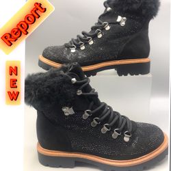 Report Black Ankle Faux Fur sparkle Women’s boots