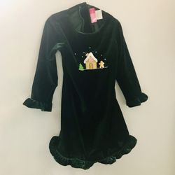 Adorable Green velvet Gingerbread dress 2T