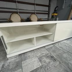 Italian Made Tv Console W/ Glass Cabinet