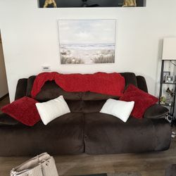 Two Piece Recliner Couches- Brown