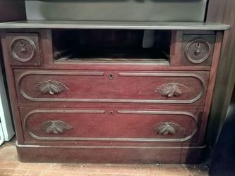 Antique Wood Dresser with Carved Handles