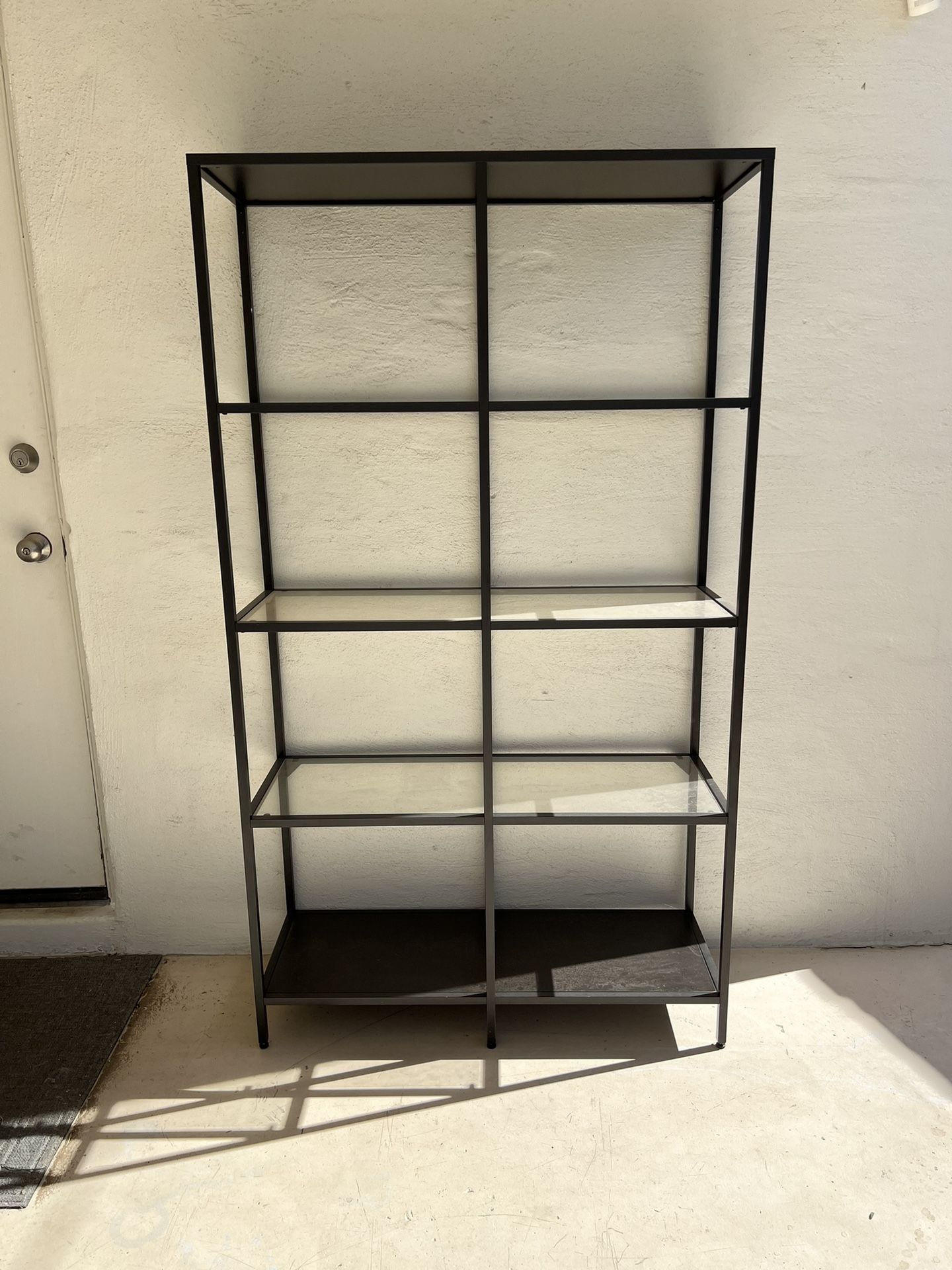 Black Bookshelf With Glass Shelves