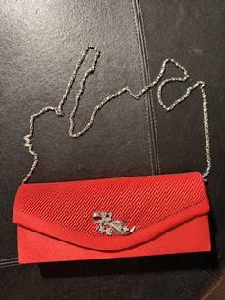 Red Crossbody clutch satin purse Chic rhinestone magnet made United Kingdom