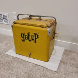 Vintage "Get Up" Metal Cooler