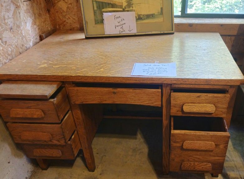 Solid Oak Desk From RAINIER BREWERY