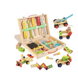 34PCS Kids Tool Set, Educational STEM Construction Toys for 3 4 5 6 7 Years Old Boys Girls, Toddler Montessori Toys with Storage Box, Best Birthday fo