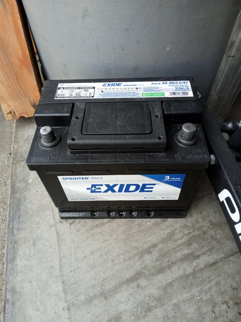 New 1 Mo. Old Never Used Battery From Homeless Despot. Cost Me $100 But Never Got To Use It As Car Was Totaled Next Day