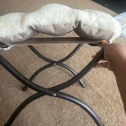 Folding Footstool with Sherpa Cushion
