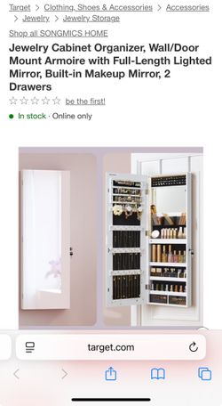 Dark Brown NEW SONGMICS 47.2" Full Length Jewelry Cabinet Armoire – Dark Brown (JJ C99BR