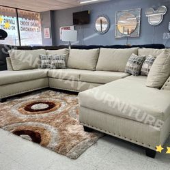 Lisa Beige Sectional Double Chaise 