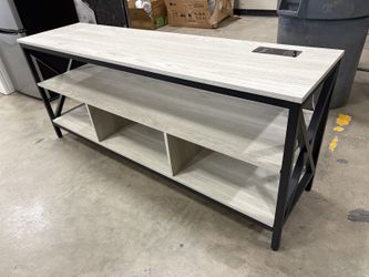 Moodern Farmhouse Greywash 3 Tier Divided Media Stand with Charging Plate