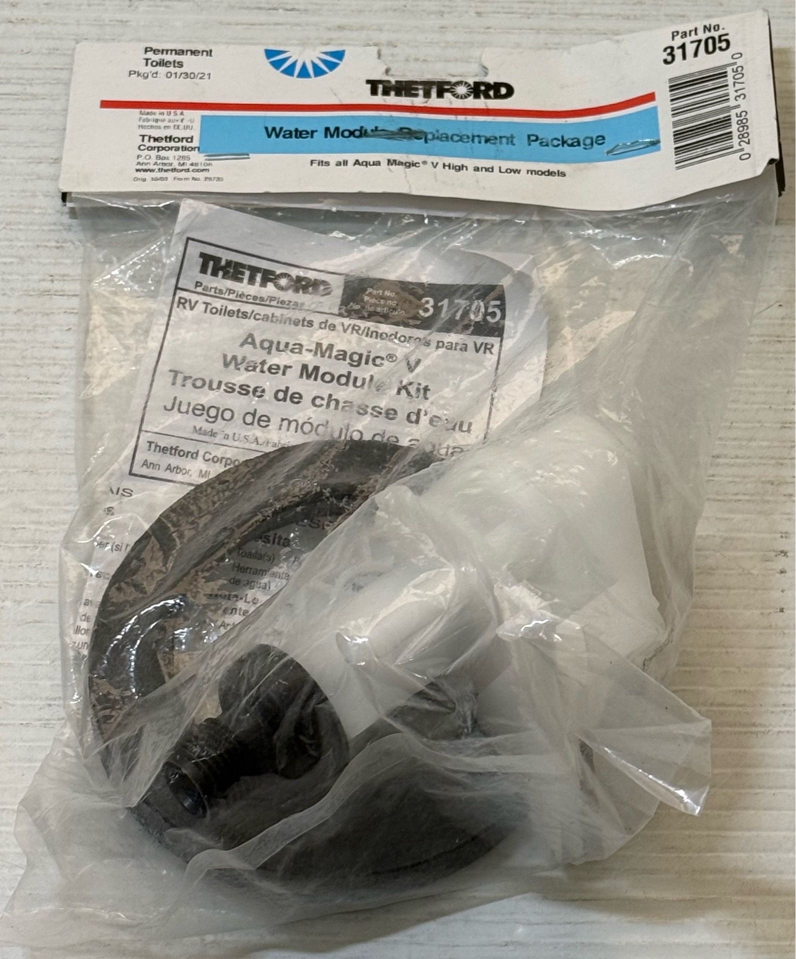 Thetford Aqua Magic V Toilet Water Valve Replacement For RV Part# 31705 - New