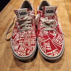 Vans 9.5 Red LOGO Off The WALL 