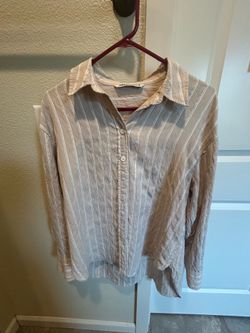 Zara tan button up shirt