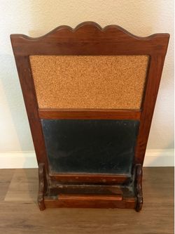 Vintage Ethan Alan Pine Wood Chalkboard & Cork Board Wall Shelf