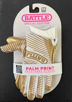 Battle Sports Gold Filthy Rich Football Receiver Gloves  Junior Size MEDIUM NEW