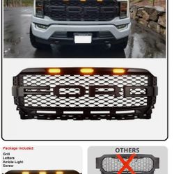For 2021-2023 FORD F150 Grille Raptor style Front Bumper Grill W/LED Matte Black