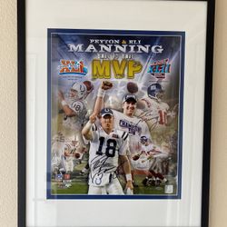Peyton Manning Eli Manning Dual Auto Super Bowl MVP Autograph Custom Framed COA