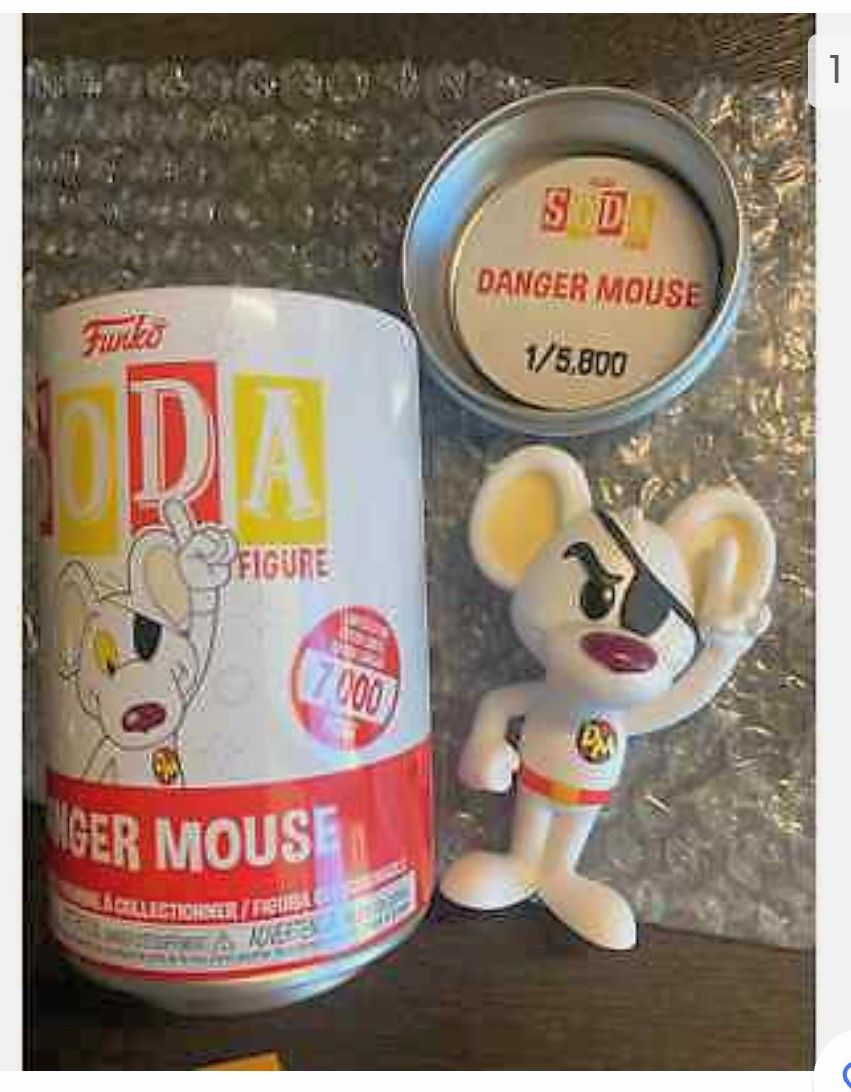 BRAND NEW LIMITED EDITION COLLECTIBLE VAULTED FUNKO SODA CAN WITH FIGURE OF DANGER MOUSE!