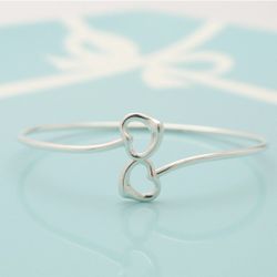 Tiffany & Co. Peretti Double Open Heart Bangle Bracelet