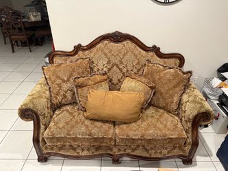 Victorian Style Carved Wood Loveseat Sofa