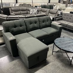 Sectional With Pull Out Bed And Storage (Reversible)
