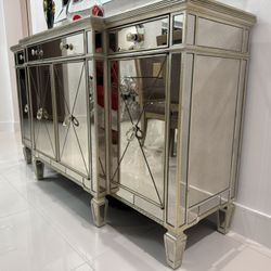 Mirrored and Silver Buffet 