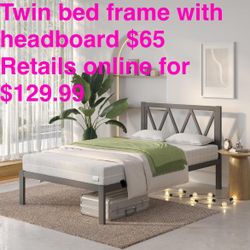 New In Box. Novilla Twin Bed Frame with Headboard, Metal Platform Bed Frame, Heavy Duty, No Box Spring Needed, Wood Slat Support, Easy Assembly, Black