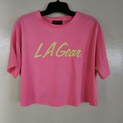 L.A. Gear Cropped Dolman Sleeve T-Shirt - Pink - Size S