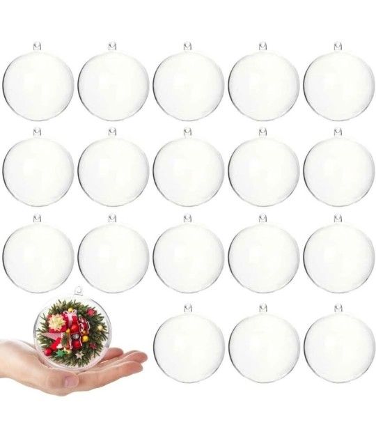 NEW! Clear Plastic Ornaments, Fillable for Crafts, 20 Pack, 8cm/3.15" Round