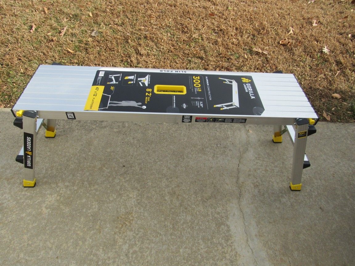 Gorilla Ladders 4 ft X 12 in.X 20 in. Aluminum Slim-Fold Work Platform
NEW