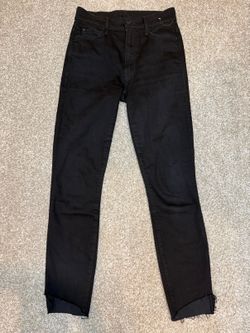 Mother The Stunner Zip Ankle Step Fray Jeans - Not Guilty Black - Size 24
