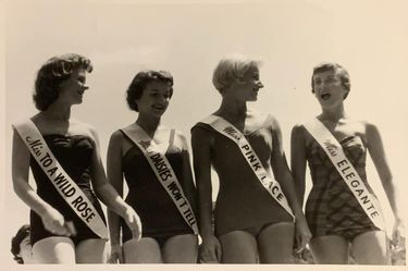 Vintage Avon promotional photograph and Miss Daisies Won't Tell Sash