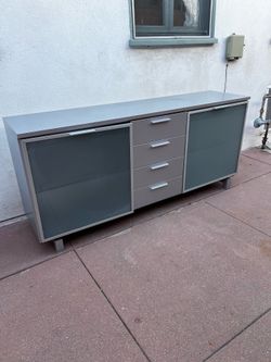 Modern Sideboard / Credenza Cabinet w/ Frosted Glass Doors