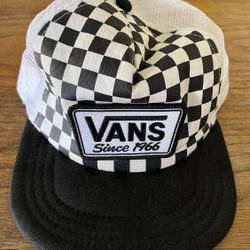 Vans Vintage Since 1966 Snap Hat Black/ White Checkerboard Design In Great Conditions
