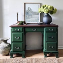 Green Vintage Desk Vanity Console