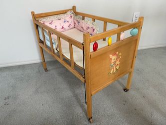 Vintage Whitney Bros Wooden Doll Crib