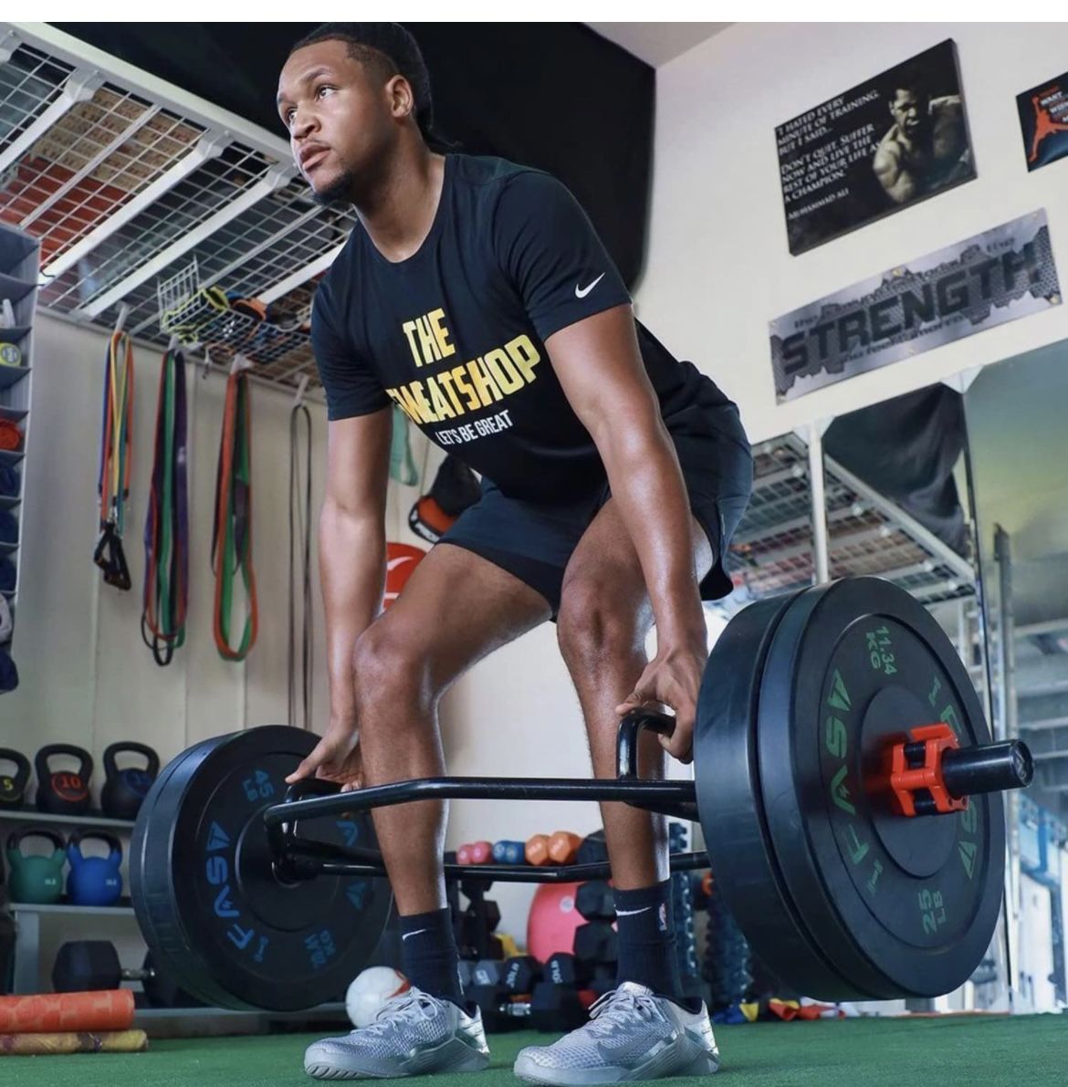 Fitness Deadlift Hex Bar Weight Olympic Trap Bar Inch Solid Hex