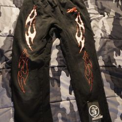 Hellstar Flame Sweatpants Black/Red