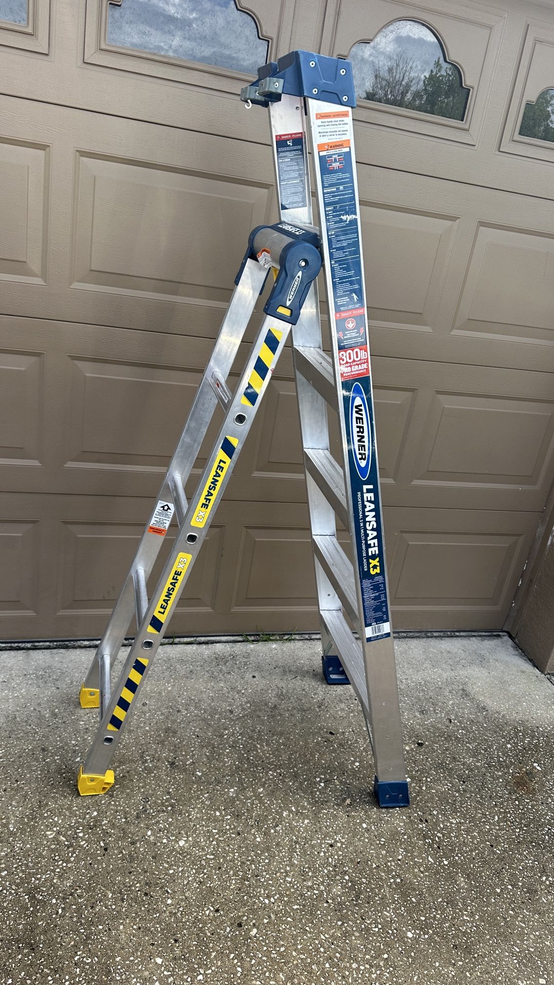 Werner LEANSAFE X3 13-ft Reach Type 1A - 300 lbs. Load Capacity Multi-Position Ladder Work Job Site Home Work Garage Tool