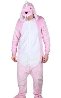 NWT Adult Unisex Pink Dinosaur Onesie Pajamas Costume
