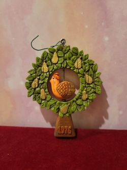 Partridge in a Pear Tree 1976 Vintage Hallmark Tree Trimmer 4" Ornament Xmas D&E