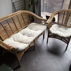 Rattan Sofa and Chair Set  With Cushion
